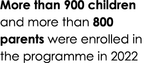 More than 900 children and more than 800 parents were enrolled in the programme in 2022