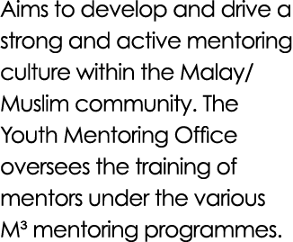 Aims to develop and drive a strong and active mentoring culture within the Malay/Muslim community. The Youth Mentorin...